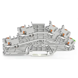 WAGO Installationsetagenklemme L/L/PE Erdgeschoss grün-gelb grau 2203-6645