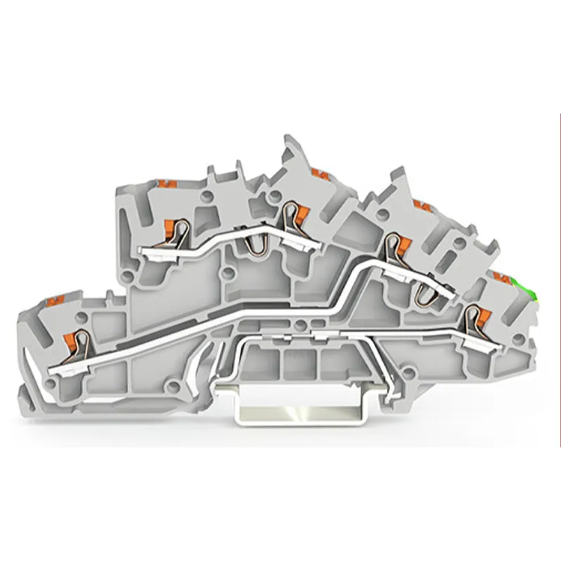 WAGO Installationsetagenklemme L/L/PE Erdgeschoss grün-gelb grau 2203-7645