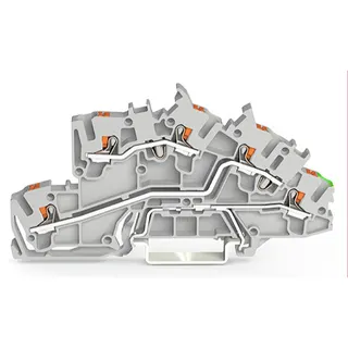 WAGO Installationsetagenklemme L/L/PE Erdgeschoss grün-gelb grau 2203-7645