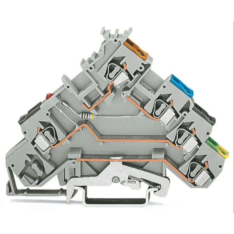 WAGO 4-Leiter-Initiatorenklemme LED rot für NPN-(minus-)schaltende Initiatoren grau 280-571/281-413