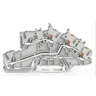 WAGO Installationsetagenklemme L/L/PE Erdgeschoss grün-gelb grau 2203-7545