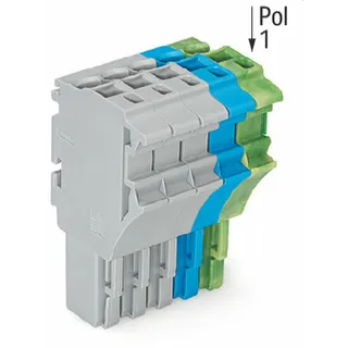 WAGO 1-Leiter-Federleiste Push-in CAGE CLAMP® 4 mm? grau/blau/grün-gelb 2022-105/000-038/999-953