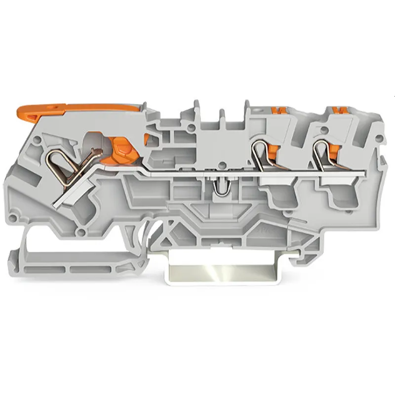 WAGO 3-Leiter-Durchgangsklemme mit Hebel und Drücker 4 mm? grau 2104-5301