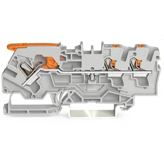 WAGO 3-Leiter-Durchgangsklemme mit Hebel und Drücker 4 mm? grau 2104-5301