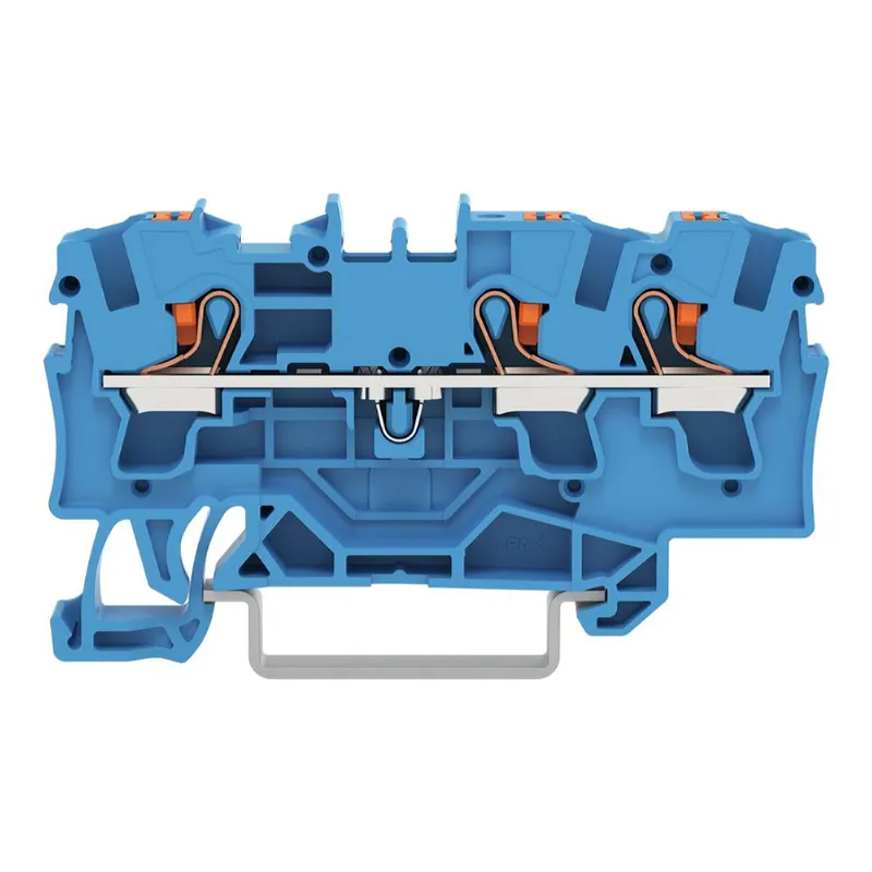 WAGO 3-Leiter-Durchgangsklemme mit Drücker 4 mm? blau 2204-1304