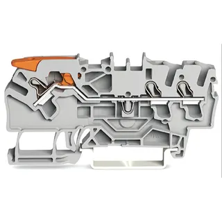 WAGO 3-Leiter-Durchgangsklemme mit Hebel und Push-in CAGE CLAMP® 2,5 mm? grau 2102-1301