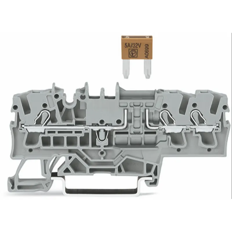 WAGO 3-Leiter-Sicherungsklemme für Kfz-Mini-Flachsicherungen gemäß DIN 7258-3f, ISO 8820-3 grau 2002-1781