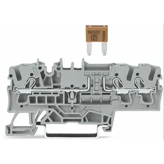 WAGO 3-Leiter-Sicherungsklemme für Kfz-Mini-Flachsicherungen gemäß DIN 7258-3f, ISO 8820-3 grau 2002-1781