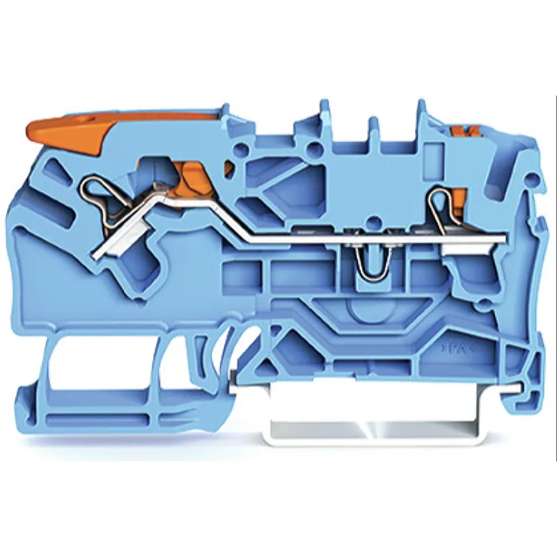 WAGO 2-Leiter-Durchgangsklemme mit Hebel und Drücker 2,5 mm? blau 2102-5204