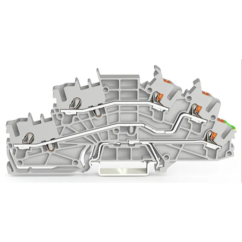 WAGO Installationsetagenklemme L/L/PE Erdgeschoss grün-gelb grau 2203-6545