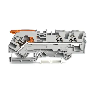 WAGO 3-Leiter-Durchgangsklemme mit Hebel und Push-in CAGE CLAMP® 6 mm? grau 2106-1301