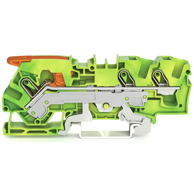WAGO 3-Leiter-Schutzleiterklemme mit Hebel und Push-in CAGE CLAMP® 6 mm? grün-gelb 2106-1307