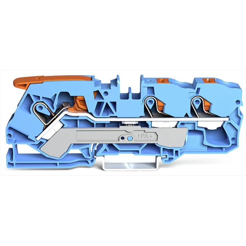 WAGO 3-Leiter-Durchgangsklemme mit Hebel und Drücker 10 mm? blau 2110-5304