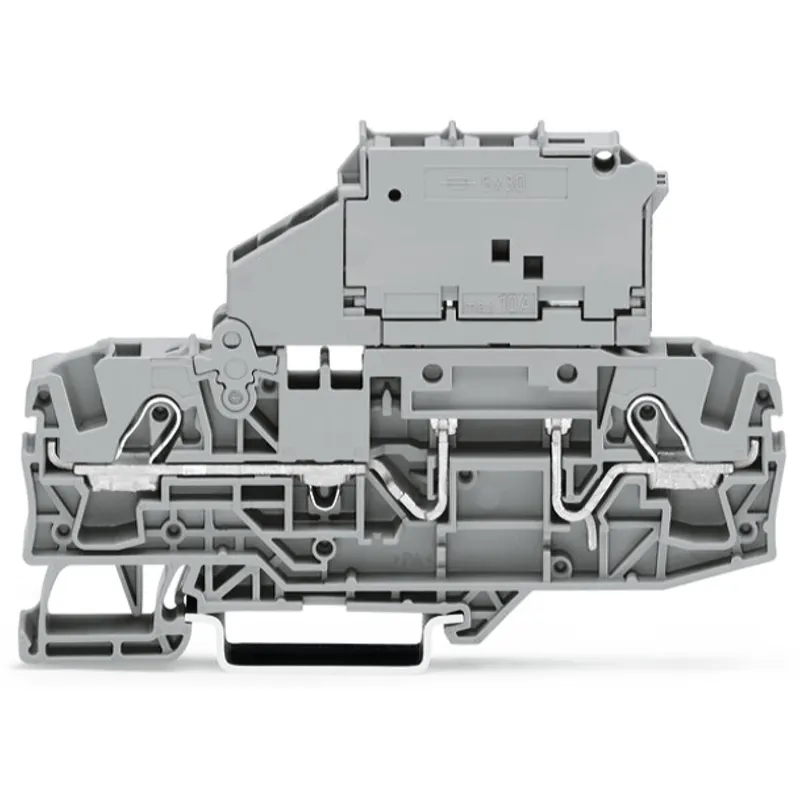 WAGO 2-Leiter-Sicherungsklemme mit schwenkbarem Sicherungshalter für G-Sicherungseinsatz 5 x 30 mm grau 2006-1621/1000-836
