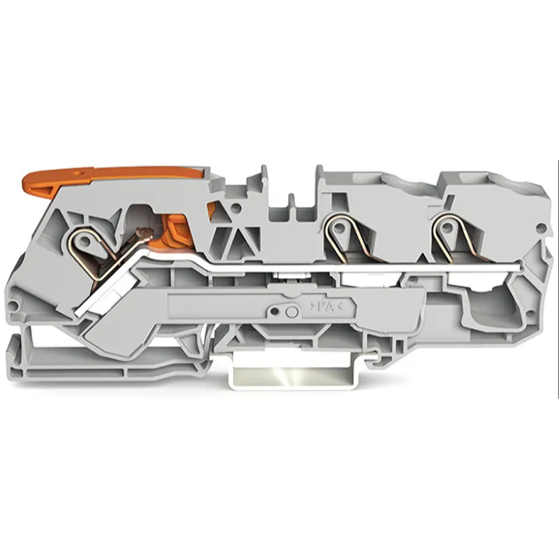 WAGO 3-Leiter-Durchgangsklemme mit Hebel und Push-in CAGE CLAMP® 10 mm? grau 2110-1301