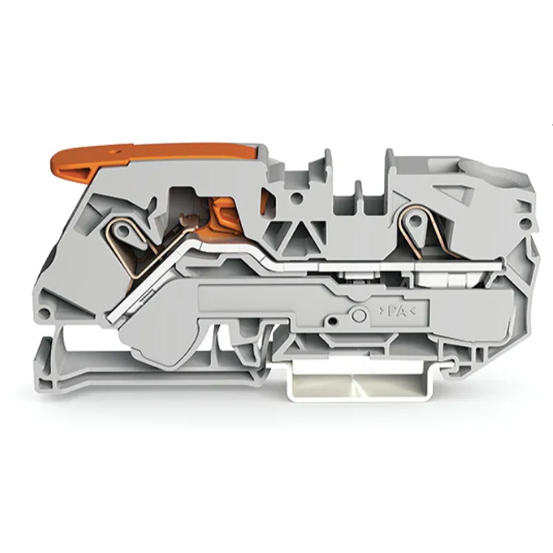 WAGO 2-Leiter-Durchgangsklemme mit Hebel und Push-in CAGE CLAMP® 16 mm? grau 2116-1201