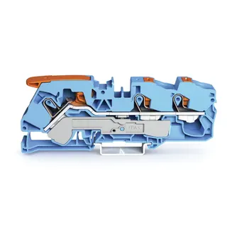 WAGO 3-Leiter-Durchgangsklemme mit Hebel und Drücker 16 mm? blau 2116-5304