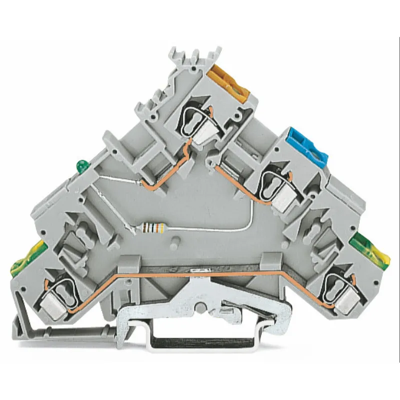 WAGO 4-Leiter-Initiatoreneinspeiseklemme LED grün für NPN-(minus-)schaltende Initiatoren grau 280-576/281-496