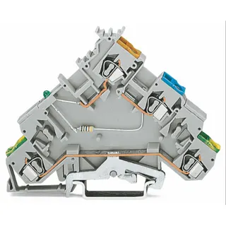 WAGO 4-Leiter-Initiatoreneinspeiseklemme LED grün für NPN-(minus-)schaltende Initiatoren grau 280-576/281-496