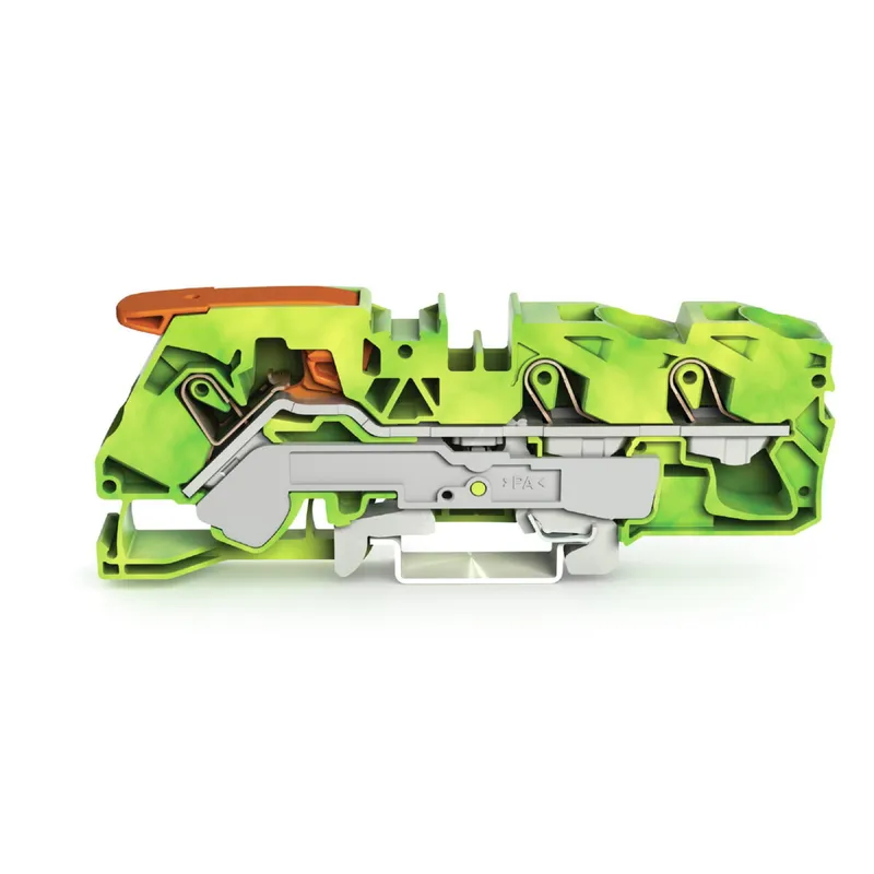 WAGO 3-Leiter-Schutzleiterklemme mit Hebel und Push-in CAGE CLAMP® 16 mm? grün-gelb 2116-1307