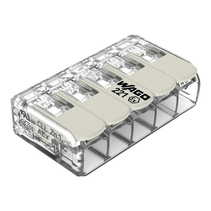 WAGO COMPACT-Verbindungsklemme für alle Leiterarten für Anwendungen Ex e transparent 221-685