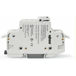 WAGO 2-Leiter-Sicherungshalter für Rundsicherungen 10 x 38 mm 13/32" x 11/2" für Photovoltaikanwendungen lichtgrau 811-316