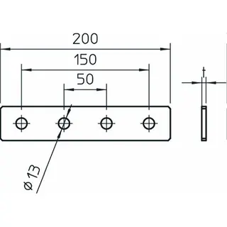 OBO Verbindungsplatte GMS 4FT 240x40mm mit 4 Löchern – Bild 2