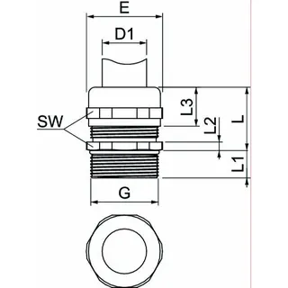 OBO Messing-Kabelverschraubung V-TEC VM LMS M32 mit langem Anschlussgew – Bild 2