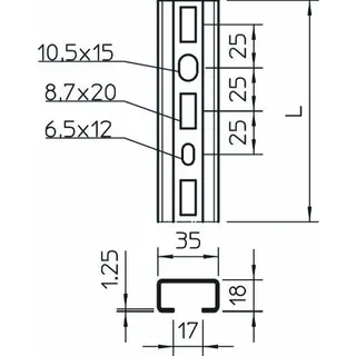 OBO Profilschiene CML3518P1000FS gelocht SW: 17mm – Bild 2