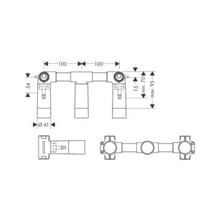 Hansgrohe 3-Loch Waschtischarmatur Axor Grundkörper Wandversion – Bild 2