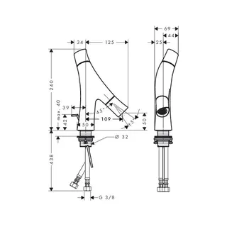 Hansgrohe Axor Starck Organic Zweigriff Waschtischarmatur 240 für Handwaschbecken chrom – Bild 2