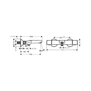 Hansgrohe Ecostat Universal Wannenthermostat Aufputz chrom – Bild 2