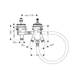 Hansgrohe 2-Loch Thermostat Grundkörper Axor externer Auslauf für Wannenrandmontage – Bild 2