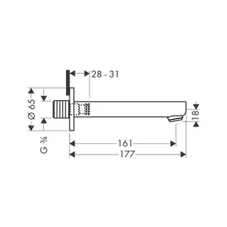 Hansgrohe Wanneneinlauf Metris S DN20 chrom – Bild 2