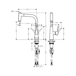 Hansgrohe Metris 220 Spültischmischer chrom mit Ausziehbrause – Bild 2