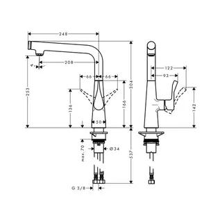 Hansgrohe Spültischmischer Metris Select 260 Schwenkauslauf chrom – Bild 2