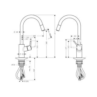 Hansgrohe Talis S2 Spültischmischer Variarc chrom mit Ausziehauslauf – Bild 2