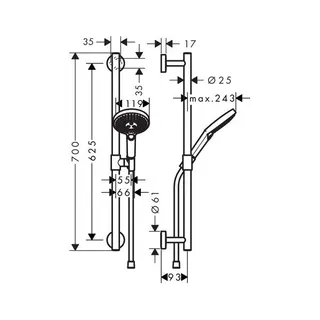 Hansgrohe Brausenset Raindance Select S 120 EcoSmart Unica Comfort 650mm chrom – Bild 2