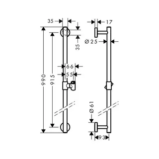 Hansgrohe Brausenstange Unica Comfort 900mm chrom – Bild 2