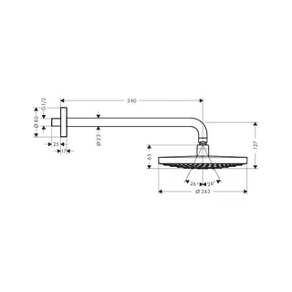 Hansgrohe Kopfbrause Raindance Select S 240 2jet EcoSmart Brausearm 390mm weiss/chr. – Bild 2