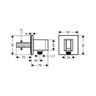 Hansgrohe Fixfit Porter Square Axor Schlauchanschluss mit Rückflussverh.chrom – Bild 2