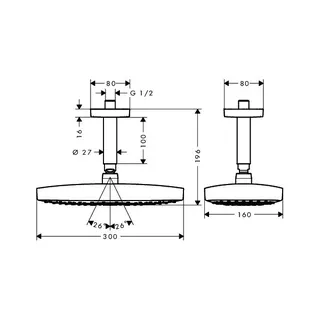 Hansgrohe Kopfbrause Raindance Select E 300 Air 2jet 300mmx160mm Deckenmontage chrom – Bild 2