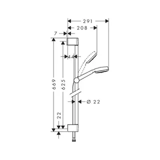 Hansgrohe Crometta 100 1jet EcoSmart/Unica 650mm Brausenset weiss/chrom – Bild 2