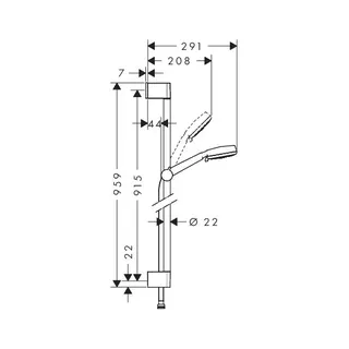 Hansgrohe Crometta 100 Multi/Unica 900mm Brausenset weiss/chrom – Bild 2
