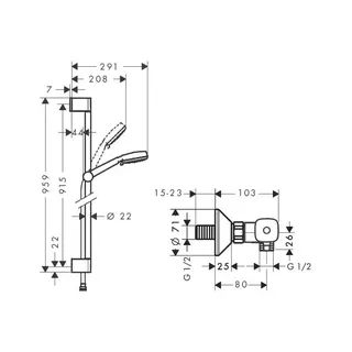 Hansgrohe Crometta 100 Vario/Ecostat Crometta 900mm Brausenkombi weiss/chrom – Bild 2