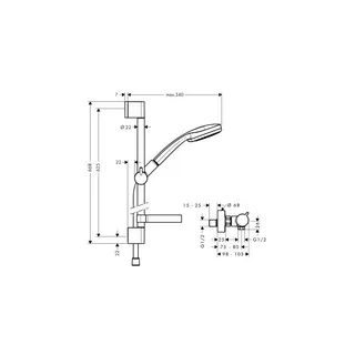 Hansgrohe Croma 100 Brausenkombi Vario/Ecostat Comfort Unica'C 650mm – Bild 2