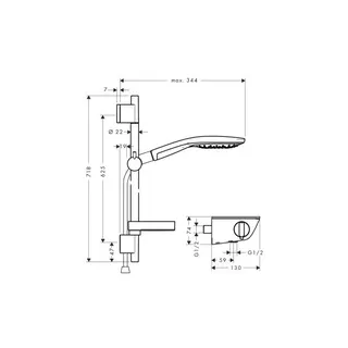 Hansgrohe Raindance Select 150 Brausekombi mit Ecostat Aufputz und Brausestange 650 mm – Bild 2