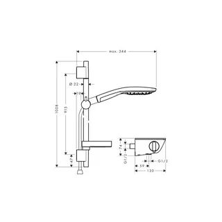 Hansgrohe Raindance Select 150 Brausenkombi mit Thermostat & 900 mm Stange weiss/chrom – Bild 2