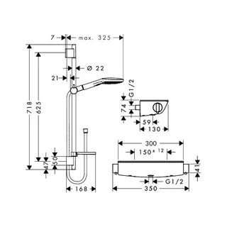 Hansgrohe Brausenkombi Raindance Select E 120/ Therm.Brause AP Ecostat Sel.U'650mm chr. – Bild 2