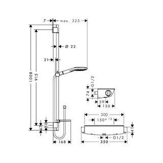 Hansgrohe Brausenkombi Raindance Select E 120/ Thermostat Brause AP Ecostat – Bild 2